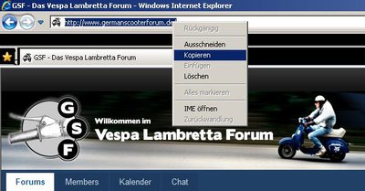 Webadresse aus der Adressleiste des Browsers kopieren