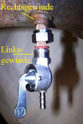 Benzinhahn neu mit Mutter und Dichtung